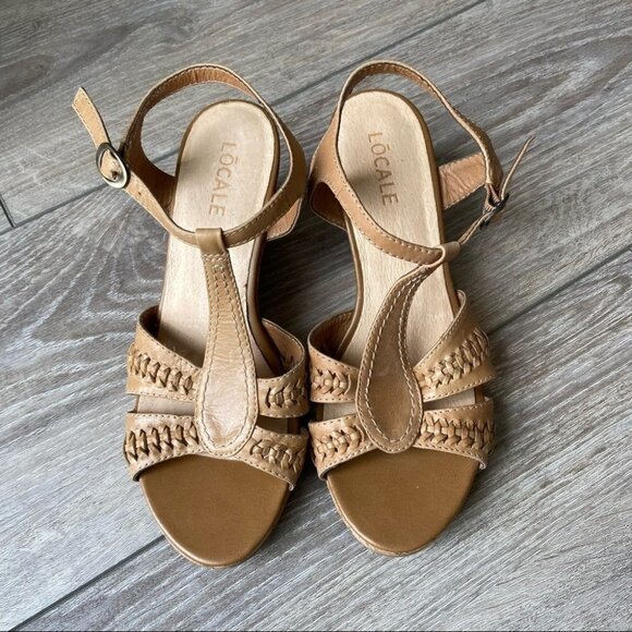 Locale Braided Leather Cork  Wedge Heel Sandal - Picture 1 of 11